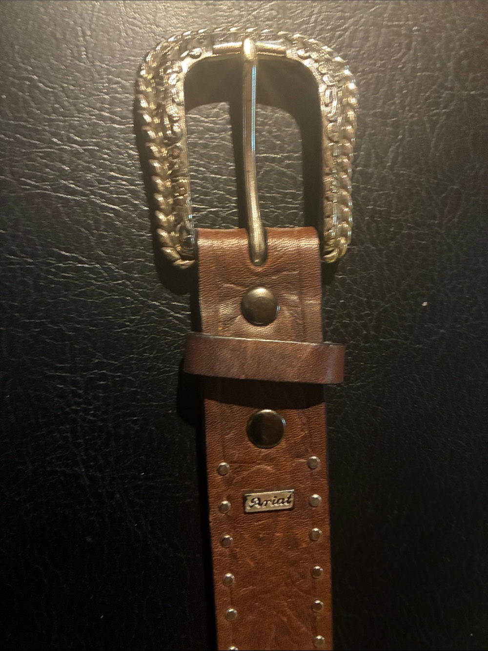 Ariat Brown Leather Belt with Silver-Tone Buckle